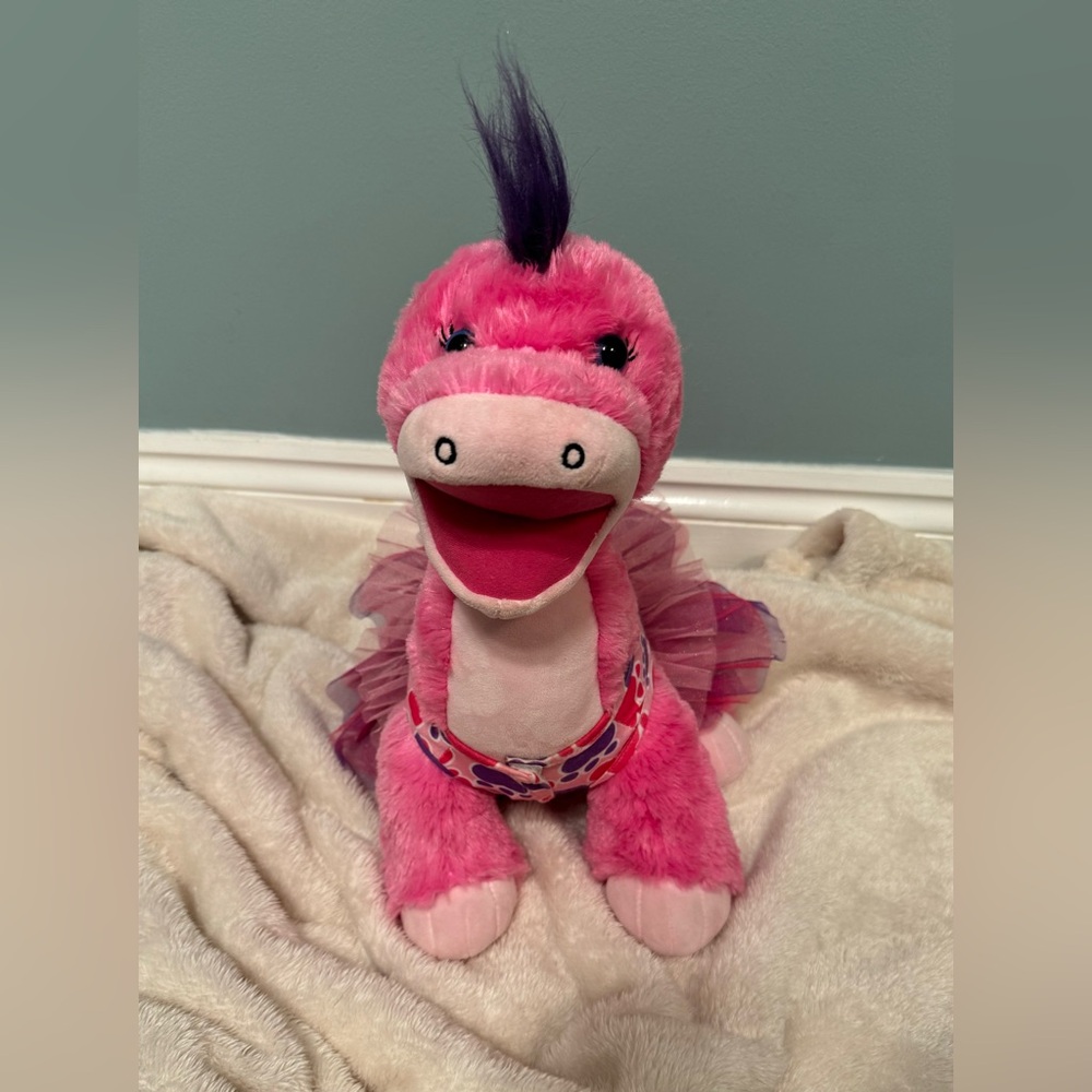 Build-A-Bear Pink dinosaur with tutu